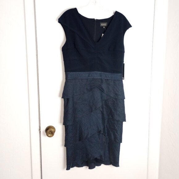 Adrianna Papell Dresses & Skirts - Adrianna Papell Midnight Navy Blue Tiered Ruffle Cocktail Dress